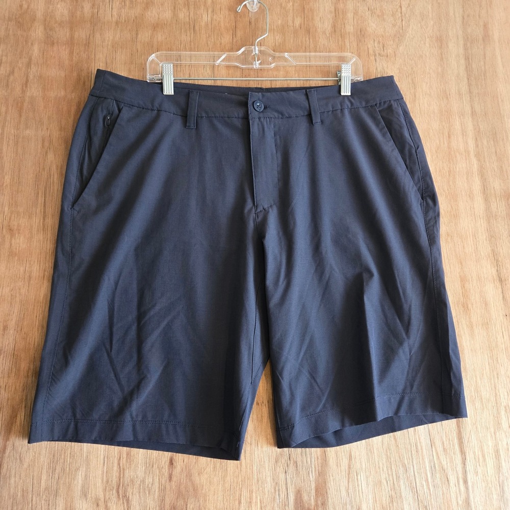 Hang Ten Mens Hybrid Walk Shorts Charcoal Gray Grid Stretch Size 38